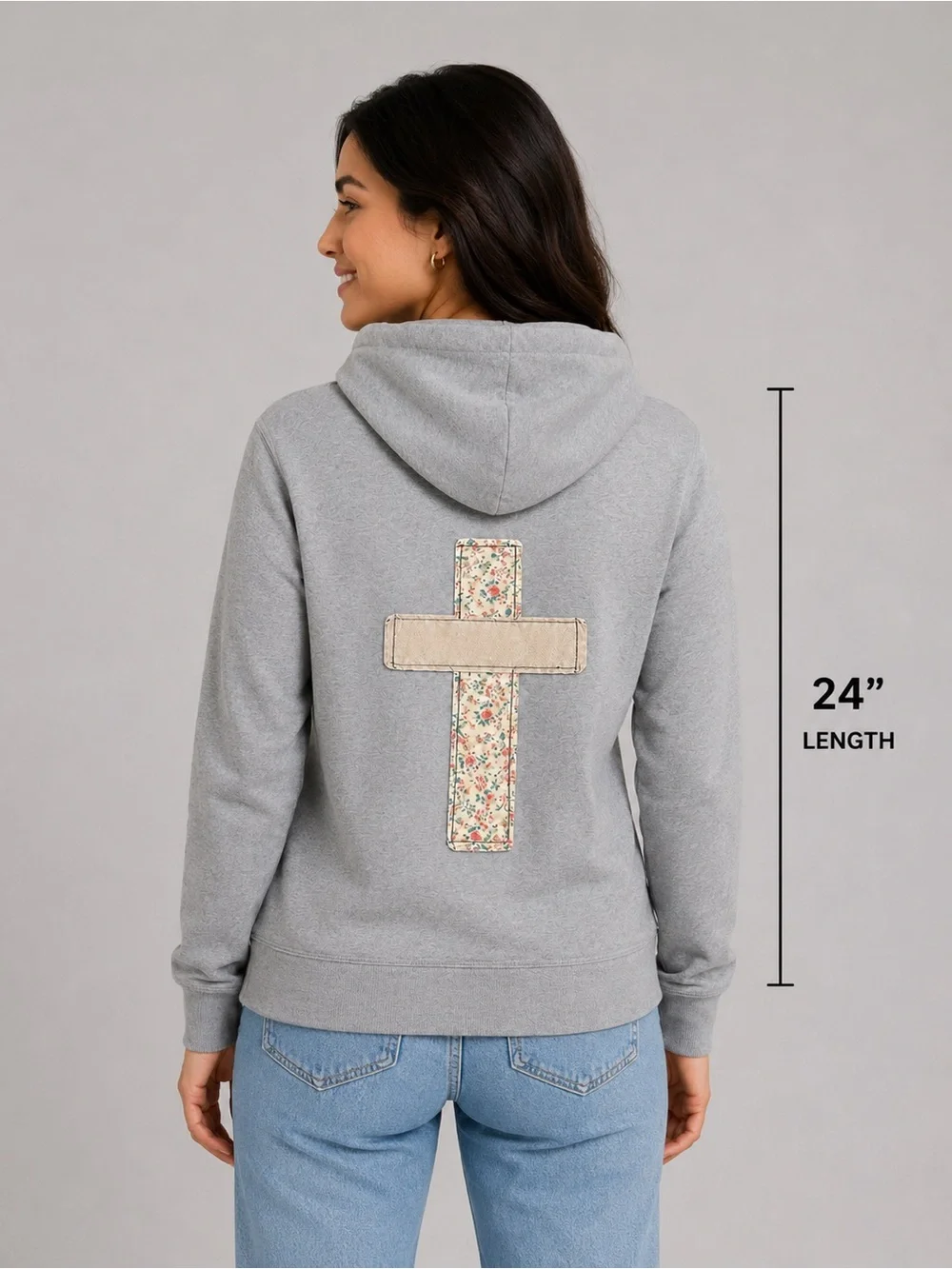 Nike Women's Gray Pullover Hoodie - Floral Cross Back Detail - Size Large